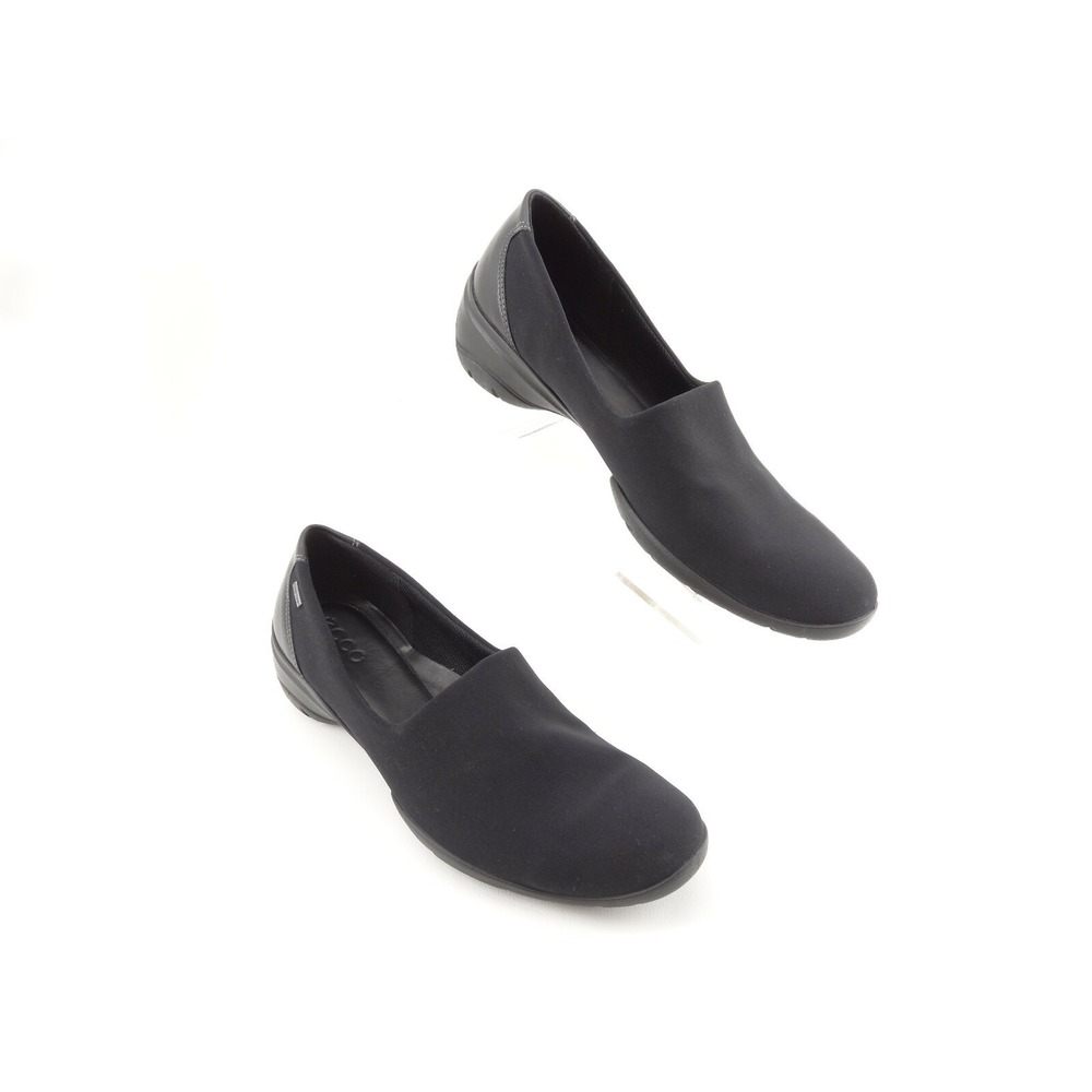 Ecco Gore-tex Womens Black Stretch Fabric Leather Slip On Pumps 40 EU 9-9.5 US